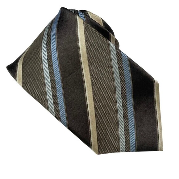 Ermenegildo Zegna Other - Ermenegildo Zegna Men's Necktie Tie 3.5" Silk Light Blue Tan Striped Pattern
